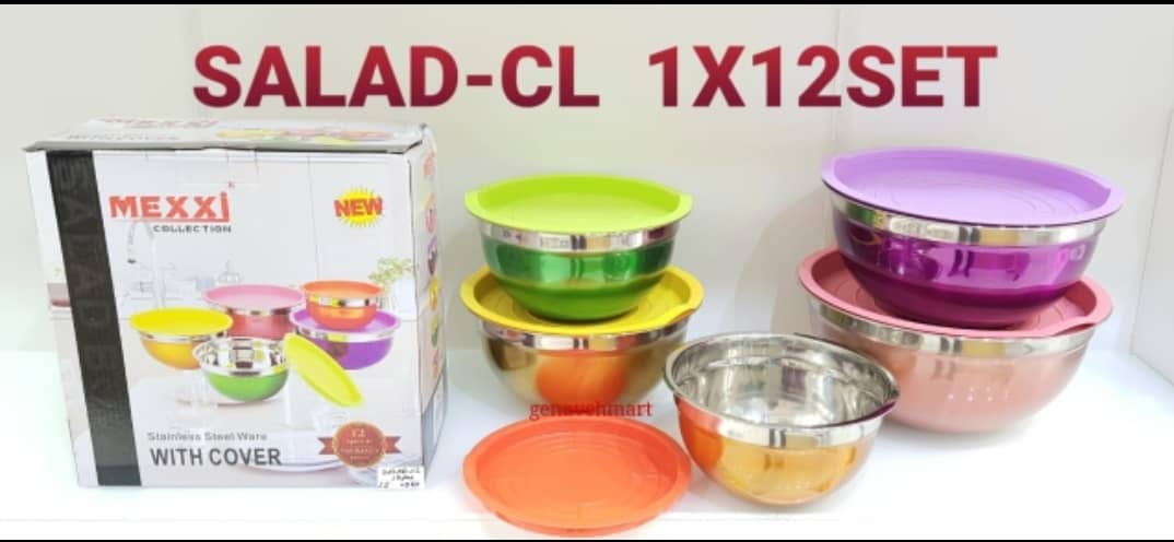 لگن استیل رنگی درب دار 5 تیکه مدل MEXXI