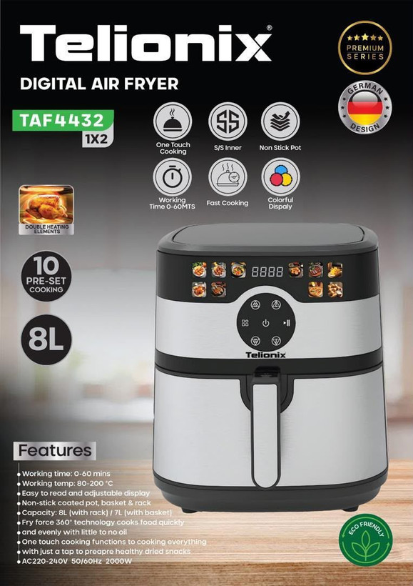 سرخکن 8لیتر رژیمی تلونیکس مدلtaf4432